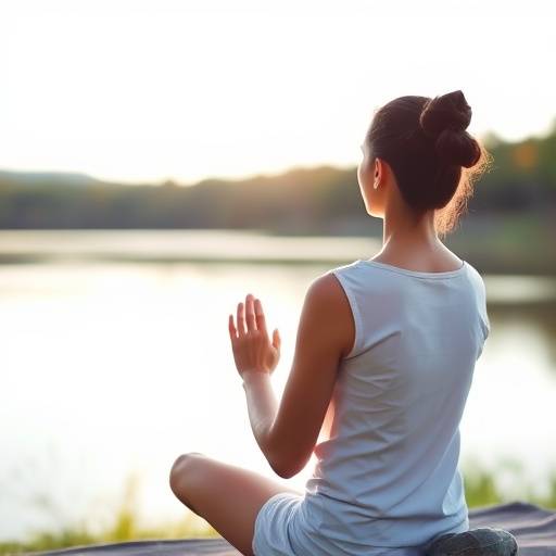 A person meditating in a peaceful natural setting, symbolizing well-being and relaxation